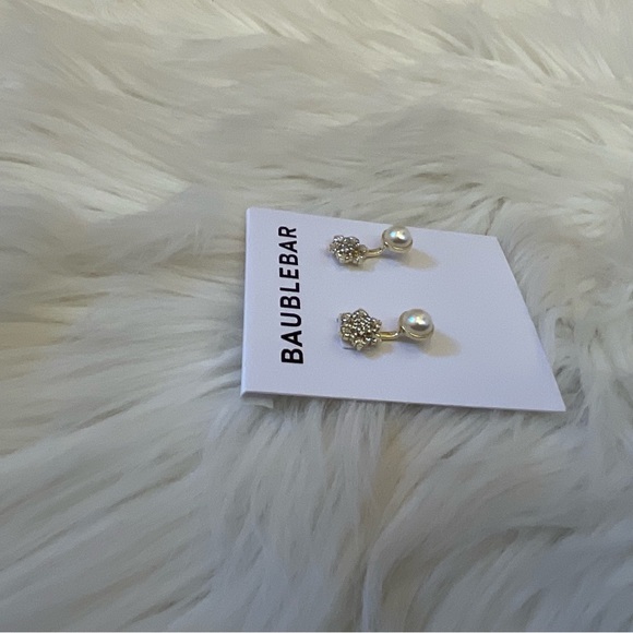 Baublebar Crystal Snowflake & Faux Pearl Earrings - New on Card - Picture 7 of 8